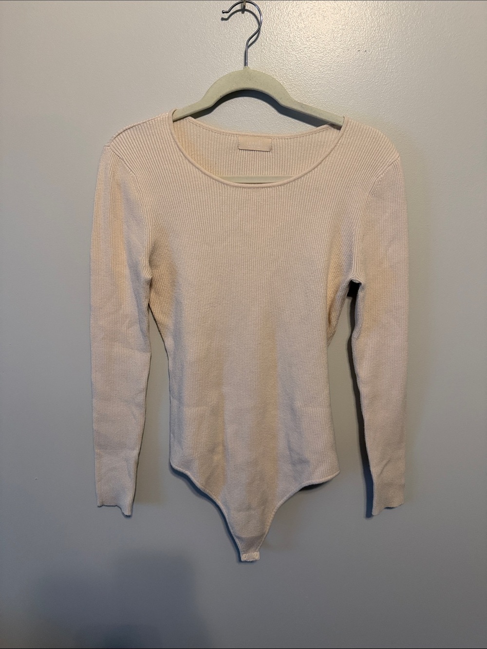 Nuuds Heather Oat Sweater Ribbed Crewneck Basic Bodysuit